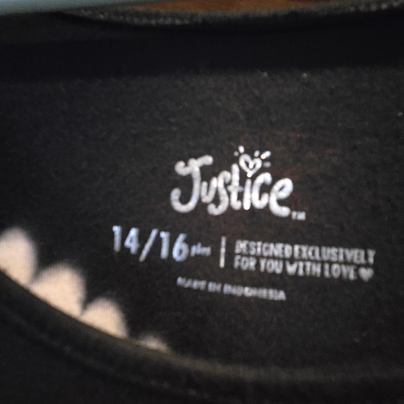 Justice Black and White Boxy Tie-Dye Tee - Picture 2 of 8